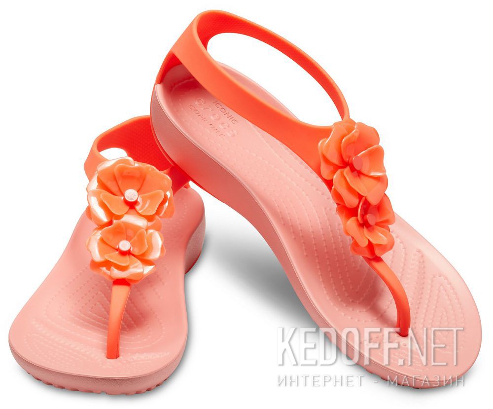 Жіночі сандалі Crocs Serena Embellish Flip W Bright Coral/Melone 205600-6PT все размеры