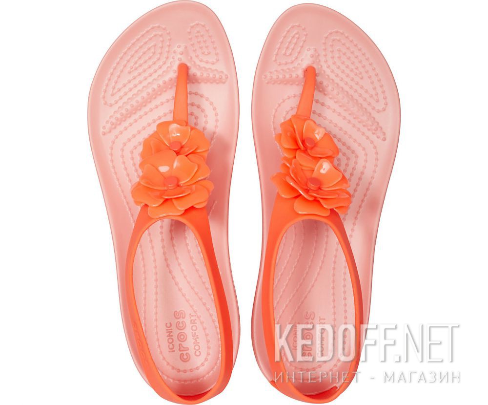 Оригинальные Womens sandals Crocs Serena Embellish Flip W Bright Coral/Melone 205600-6PT