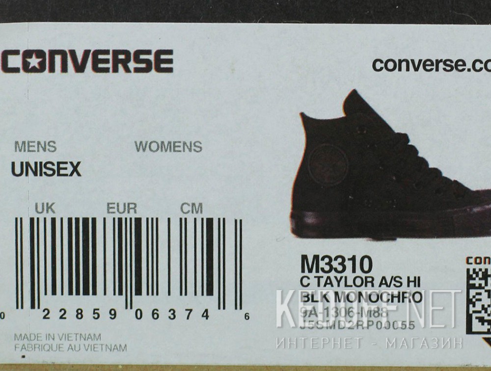 Доставка Кеды Converse Chuck Taylor All Star Core Hi Black Monochrome M3310 унисекс    (чёрный)